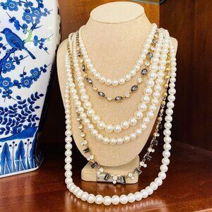 Faux Pearl Crystal Beaded Multi-Strand Necklace A New Day